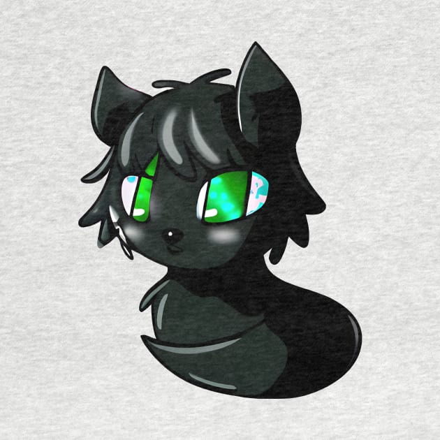 Anime black cat with green eyes by Meowsiful